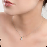 Round Charm Necklace in Silver and Moonstone