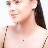 Small Round Stud Earrings in Silver and Green Onyx