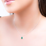 Round Charm Necklace in Silver and Green Onyx