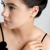 Round Charm Necklace in Silver and Peridot