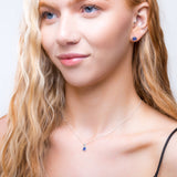 Round Charm Necklace in Silver and Tanzanite