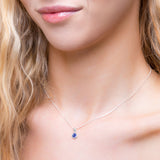 Round Charm Necklace in Silver and Tanzanite