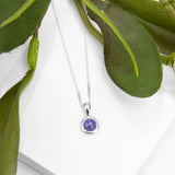 Round Charm Necklace in Silver and Tanzanite