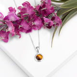 Round Charm Necklace in Silver and Tiger's Eye