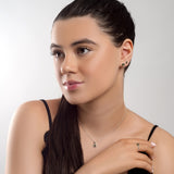 Round Charm Necklace in Silver and Green Amber