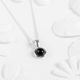 Round Charm Necklace in Silver and Black Onyx