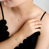 Round Charm Necklace in Silver and Peridot