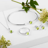 Round Charm Necklace in Silver and Peridot