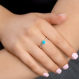 Round Charm Bead Ring in Silver and Turquoise