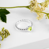 Round Charm Bead Ring in Silver and Peridot