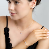 Simple Solo Cuff Bangle in Silver and Blue Lace Agate