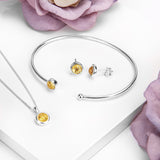 Round Charm Necklace in Silver and Citrine