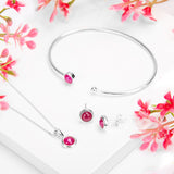 Round Charm Necklace in Silver and Ruby