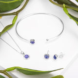 Round Charm Necklace in Silver and Tanzanite