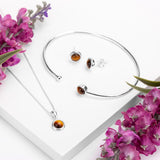 Round Charm Necklace in Silver and Tiger's Eye
