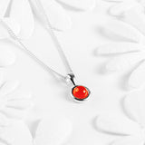 Round Charm Necklace in Silver and Carnelian