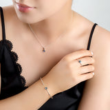 Round Charm Bead Ring in Silver and Labradorite