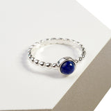 Round Charm Bead Ring in Silver and Lapis Lazuli