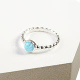 Round Charm Bead Ring in Silver and Larimar