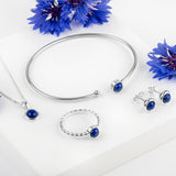 Simple Solo Cuff Bangle in Silver and Lapis Lazuli