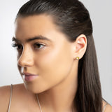 Small Round Stud Earrings in Silver and Citrine