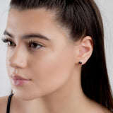 Small Round Stud Earrings in Silver and Garnet