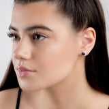 Small Round Stud Earrings in Silver and Lapis Lazuli