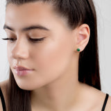 Small Round Stud Earrings in Silver and Malachite