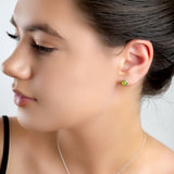 Small Round Stud Earrings in Silver and Peridot