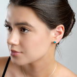 Small Round Stud Earrings in Silver and Turquoise