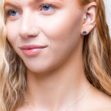 Small Round Stud Earrings in Silver and Tanzanite