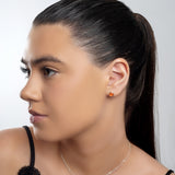 Small Round Stud Earrings in Silver and Carnelian