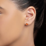 Small Round Stud Earrings in Silver and Carnelian