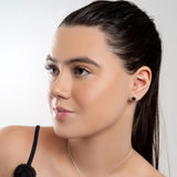 Small Round Stud Earrings in Silver and Black Onyx