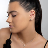 Small Round Stud Earrings in Silver and Dalmatian Jasper