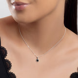 Round Charm Necklace in Silver and Black Onyx