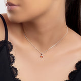 Round Charm Necklace in Silver and Carnelian