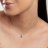 Round Charm Necklace in Silver and Turquoise