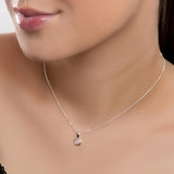 Round Charm Necklace in Silver and Peruvian Pink Opal