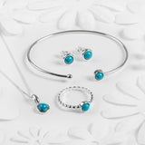 Small Round Stud Earrings in Silver and Turquoise