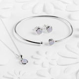 Small Round Stud Earrings in Silver and Blue Lace Agate