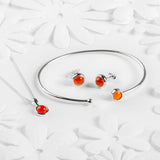 Round Charm Necklace in Silver and Carnelian