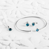 Small Round Stud Earrings in Silver and London Blue Topaz