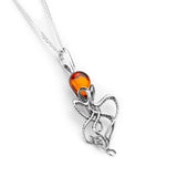 Octopus Necklace in Silver and Amber