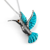 Hummingbird Necklace in Silver and Turquoise