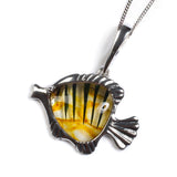 Anglefish Necklace in Silver and Amber