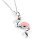 Flamingo Necklace in Silver and Pink Agate