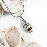 Miniature Hornet Bee Necklace in Silver and Amber