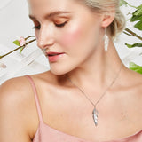 Small Areca Palm Leaf Drop Earrings in Silver