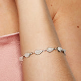 Teardrop Link Bracelet in Silver and Light Pink Quartz
